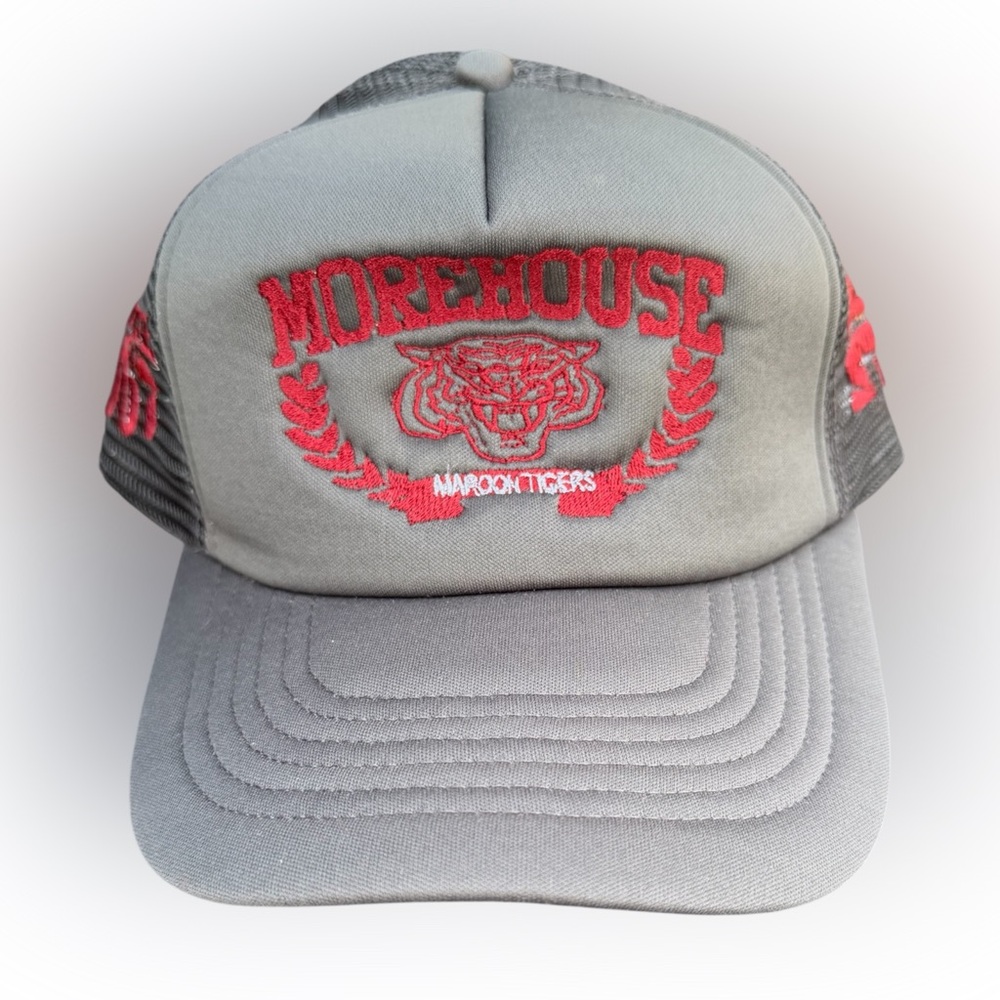 Gray and Red Morehouse Cap